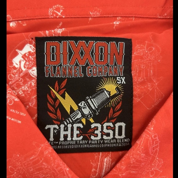 Dixxon Flannel Co Shirt Mens XL Red The 350 Engine Party Button Up Short Sleeve - Picture 5 of 8